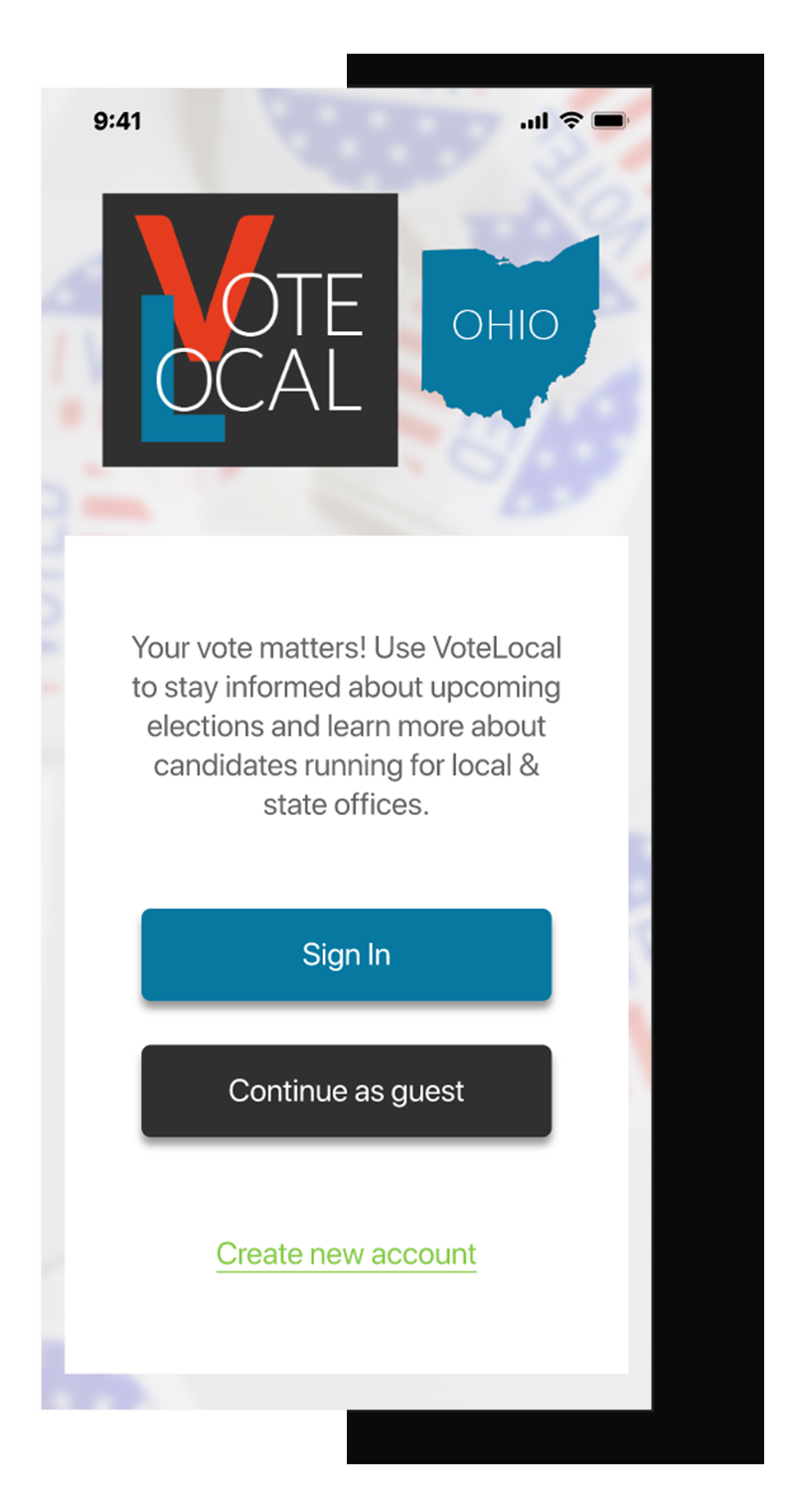 Vote Local App Home Screen